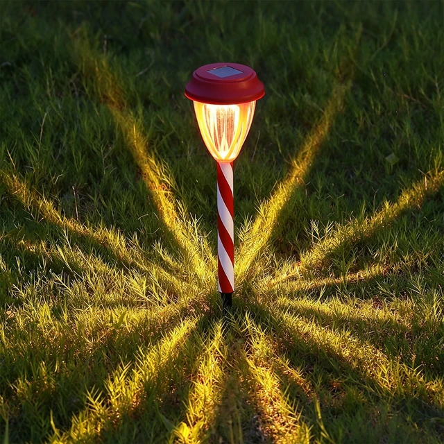 Alt view image 7 of 7 - Dynaming 10Pack Solar Christmas Garden Lights, Outdoor Solar Powered Solar Candy Cane Pathway Markers, Waterproof & Auto On/Off Xmas Decorative Lights for Patio Yard Walkway Driveway Decor, Warm White