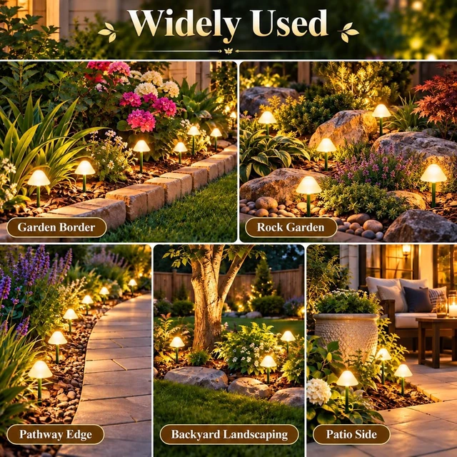 Alt view image 5 of 7 - OZS 2-PK 32LED 55FT Mushroom Solar Garden Lights Outdoor, Warm White
