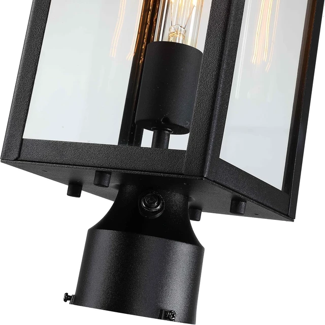 Alt view image 3 of 7 - 21.3 Inch Outdoor Lamp Post Light Fixture Dusk to Dawn - Residential Sidewalk Lamp Post Sconce Dusk to Dawn Outside Pole Lantern for House Outdoor Column Light, E26