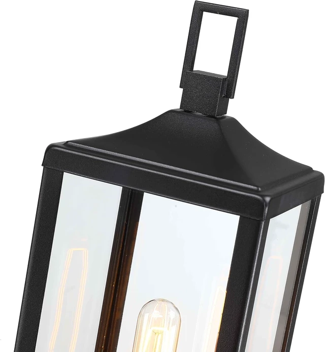 Alt view image 4 of 7 - 21.3 Inch Outdoor Lamp Post Light Fixture Dusk to Dawn - Residential Sidewalk Lamp Post Sconce Dusk to Dawn Outside Pole Lantern for House Outdoor Column Light, E26