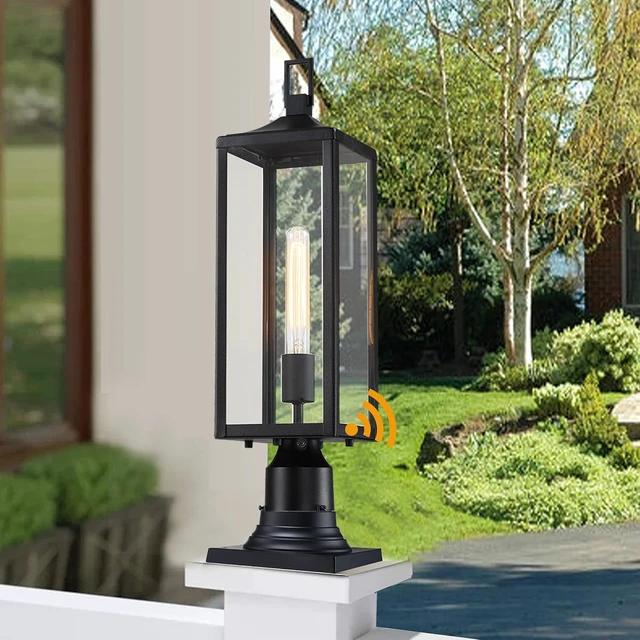 Alt view image 5 of 7 - 21.3 Inch Outdoor Lamp Post Light Fixture Dusk to Dawn - Residential Sidewalk Lamp Post Sconce Dusk to Dawn Outside Pole Lantern for House Outdoor Column Light, E26