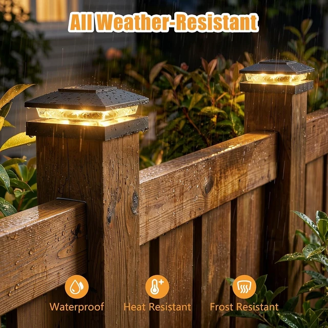 Alt view image 6 of 7 - Brightown Solar Post Cap Lights, 2 Modes(Warm/Cool Light) Outdoor Waterproof Fence Post Solar Lights, Solar Powered Garden, Patio, Deck Decor for 4x4 Wood & Vinyl Posts, 6 Pack