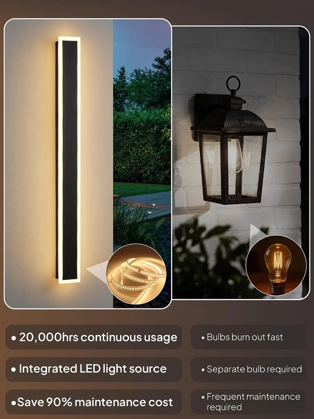 Alt view image 4 of 7 - 15.7" Outdoor Modern Wall Lights, 2-Pack Exterior Lighting Fixture