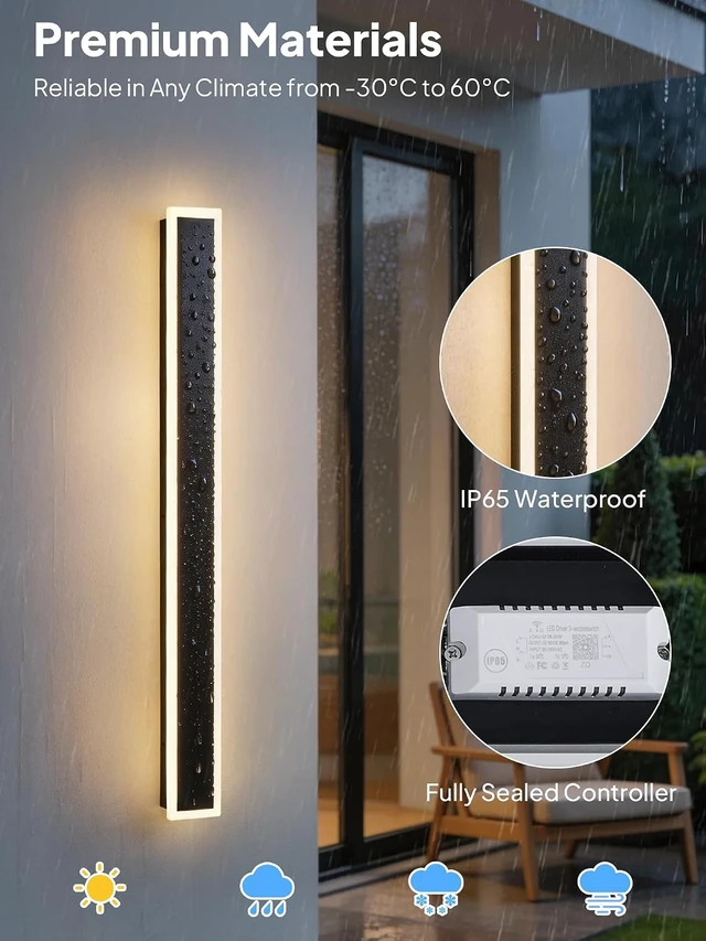 Alt view image 5 of 7 - 15.7" Outdoor Modern Wall Lights, 2-Pack Exterior Lighting Fixture