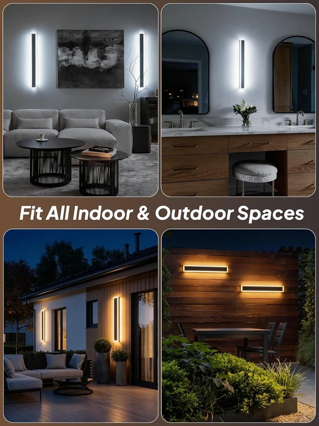 Alt view image 6 of 7 - 15.7" Outdoor Modern Wall Lights, 2-Pack Exterior Lighting Fixture
