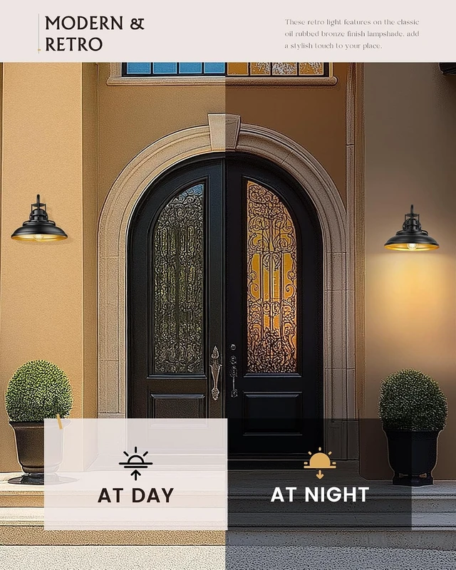 Alt view image 4 of 6 - FEMILA 12 Outdoor Barn Light Fixture, Exterior Lighting Fixtures, Black Wall Mount Porch Lights Outdoor House Lights for Front Door 4FY15-1W BK
