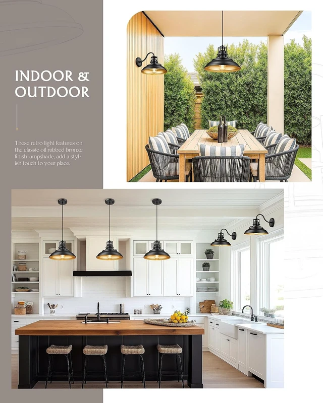 Alt view image 5 of 6 - FEMILA 12 Outdoor Barn Light Fixture, Exterior Lighting Fixtures, Black Wall Mount Porch Lights Outdoor House Lights for Front Door 4FY15-1W BK