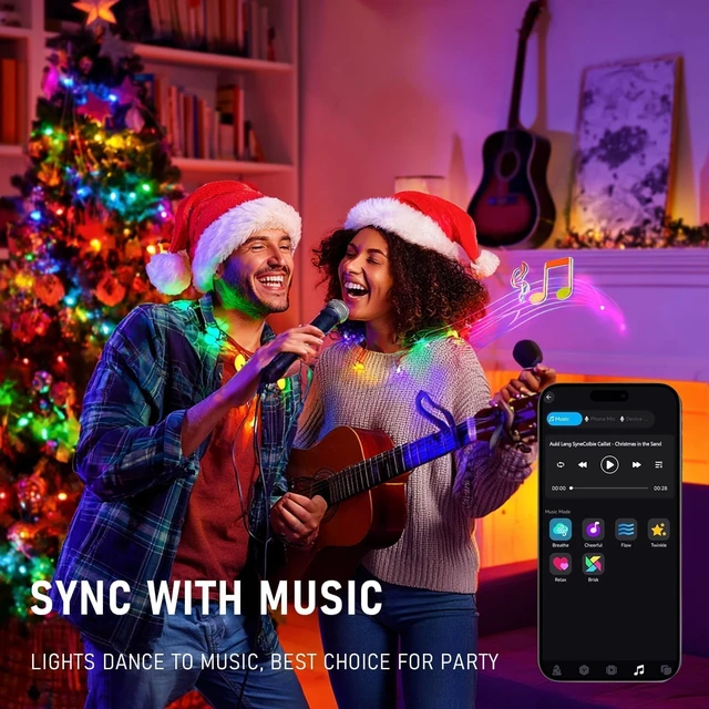 Alt view image 3 of 7 - TW SHINE Smart Christmas Lights, 300 LED 98.5FT Color Changing Halloween String Lights Clear Wire with Remote & APP, Waterproof RGB Christmas Tree Light for Outdoor Indoor Decorations