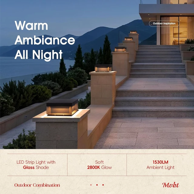 Alt view image 3 of 7 - MVBT Glass Outdoor Post Lights Hard Wired, 11.8" Pillar Lights Outdoor