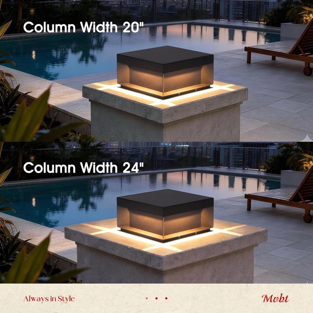 Alt view image 4 of 7 - MVBT Glass Outdoor Post Lights Hard Wired, 11.8" Pillar Lights Outdoor