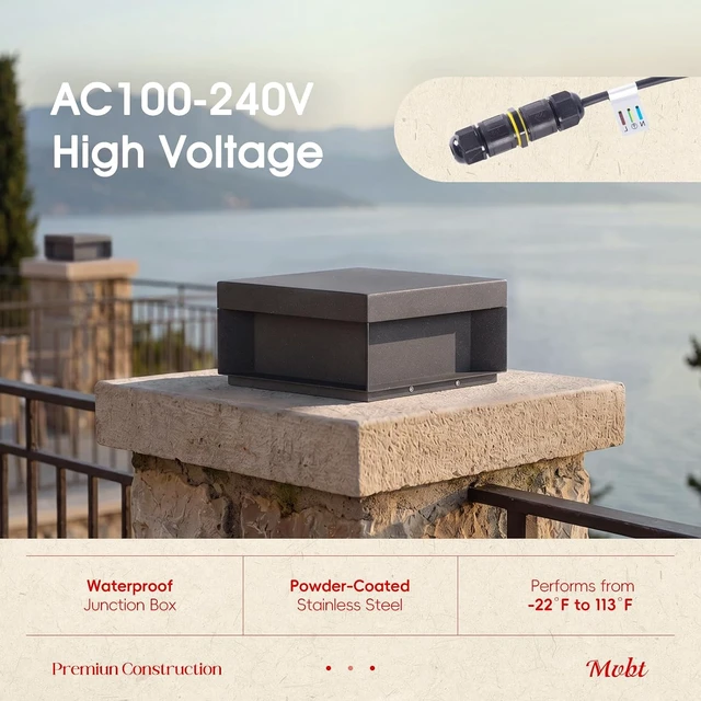 Alt view image 6 of 7 - MVBT Glass Outdoor Post Lights Hard Wired, 11.8" Pillar Lights Outdoor
