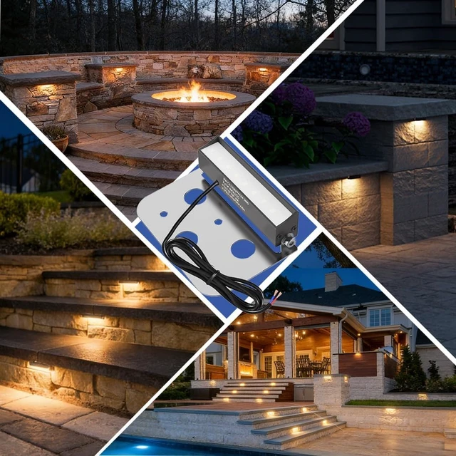 Alt view image 6 of 7 - JESLED 12 Pack 4 inch Retaining Wall Lights, Low Voltage Landscape Lighting