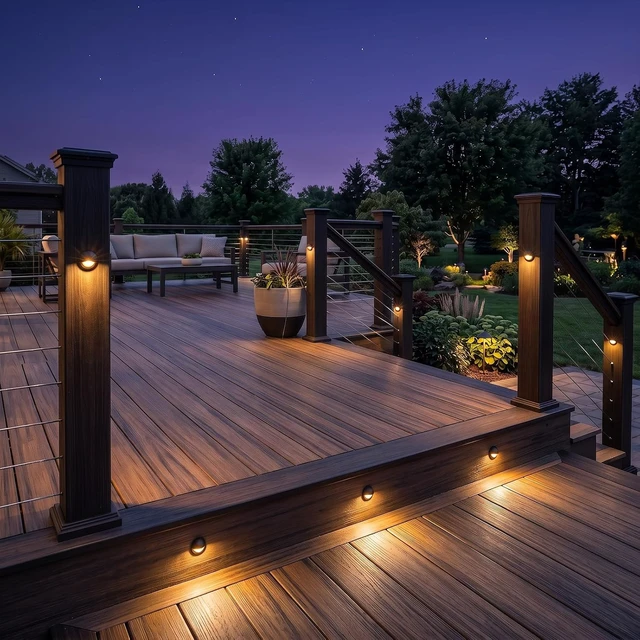 Alt view image 2 of 7 - FVTLED Pack of 6 Warm White LED Deck Lights kit 1.38 Outdoor Garden Yard Decoration Lamp Recessed Pathway Step Warm White LED Lighting, Black