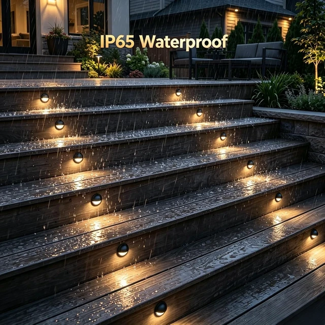 Alt view image 3 of 7 - FVTLED Pack of 6 Warm White LED Deck Lights kit 1.38 Outdoor Garden Yard Decoration Lamp Recessed Pathway Step Warm White LED Lighting, Black