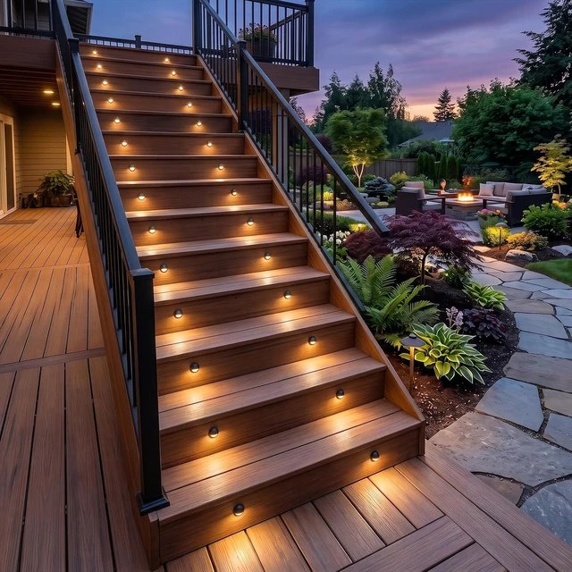 Alt view image 6 of 7 - FVTLED Pack of 6 Warm White LED Deck Lights kit 1.38 Outdoor Garden Yard Decoration Lamp Recessed Pathway Step Warm White LED Lighting, Black