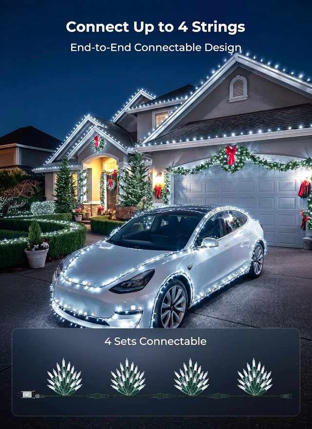 Alt view image 4 of 7 - Brightown Cool White Christmas Lights, 65FT 200 Count LED String Lights