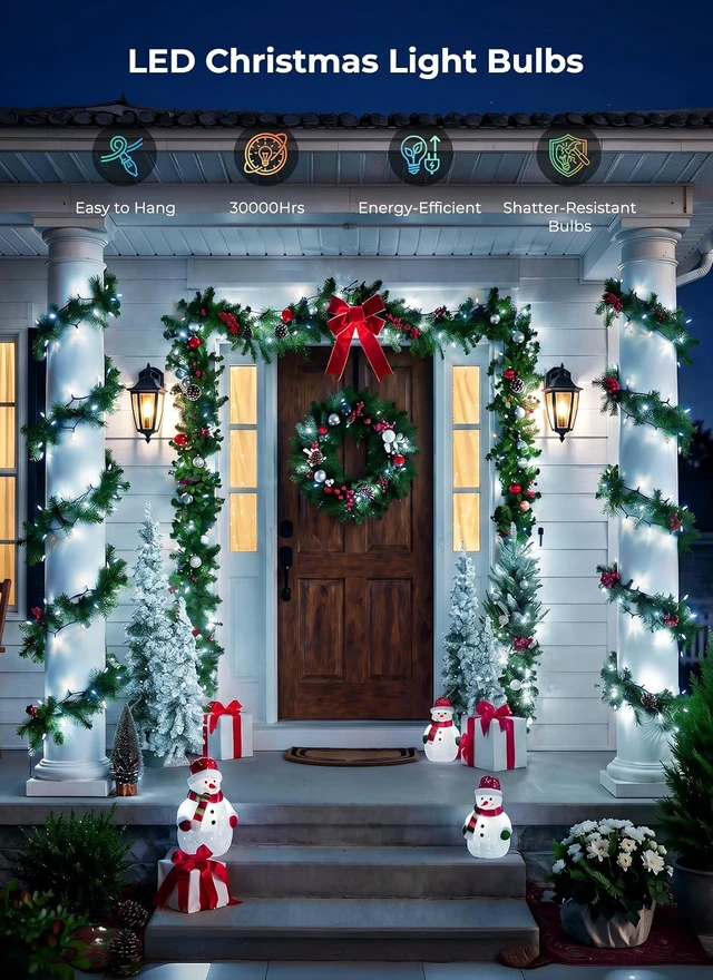 Alt view image 7 of 7 - Brightown Cool White Christmas Lights, 65FT 200 Count LED String Lights