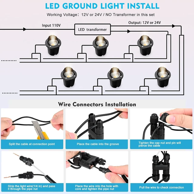 Alt view image 6 of 7 - SMY Lighting 12W Well Lights Landscape LED In Ground Outdoor, Shielded Top Low Voltage 12-24V AC/DC,IP67 Waterproof Aluminum in-Grade Up Lighting for Trees Pathway Garden Yard Fence Deck Black 12Pack