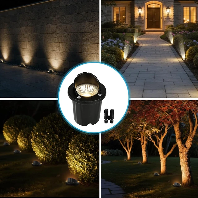 Alt view image 7 of 7 - SMY Lighting 12W Well Lights Landscape LED In Ground Outdoor, Shielded Top Low Voltage 12-24V AC/DC,IP67 Waterproof Aluminum in-Grade Up Lighting for Trees Pathway Garden Yard Fence Deck Black 12Pack