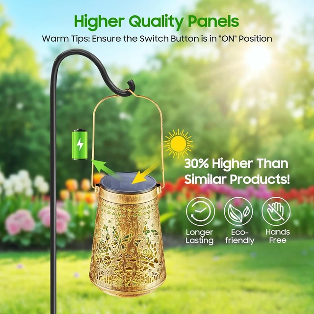 Alt view image 3 of 7 - 2 Pack Solar Lanterns Outdoor Waterproof, Birthday Gifts for Women Mom