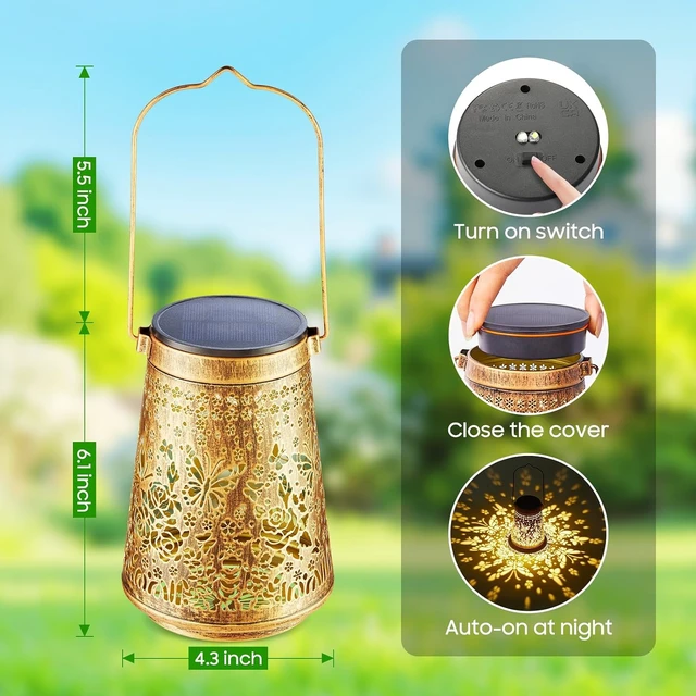 Alt view image 5 of 7 - 2 Pack Solar Lanterns Outdoor Waterproof, Birthday Gifts for Women Mom