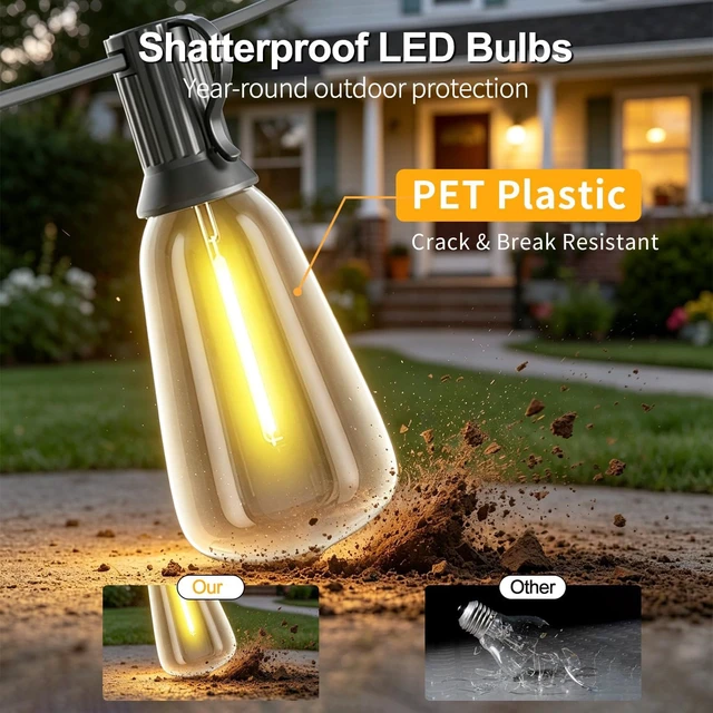 Alt view image 4 of 7 - 50FT Solar String Lights, Dimmable Remote, Outdoor Waterproof
