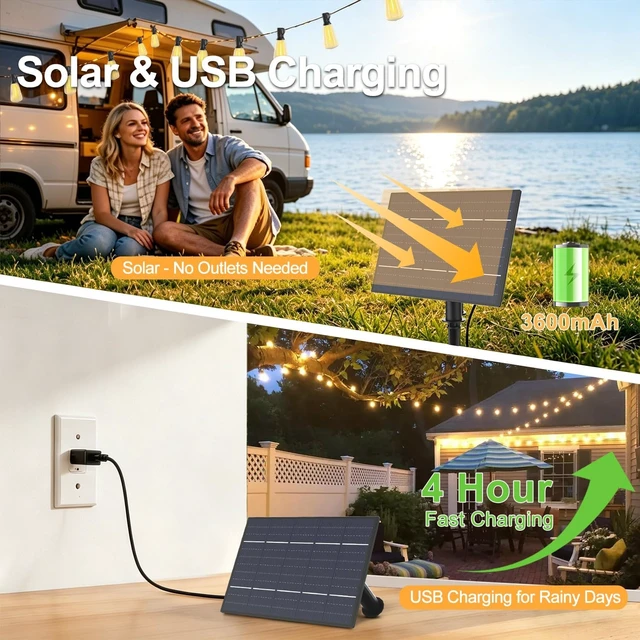 Alt view image 7 of 7 - 50FT Solar String Lights, Dimmable Remote, Outdoor Waterproof