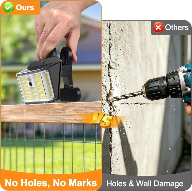 Alt view image 2 of 7 - Fabrito 268LEDs Clip On Solar Lights Outdoor with Motion Sensor, 650LM Solar Fence Lights Outdoor Waterproof with 3 Lighting Modes, Bright Solar Deck Lights for Fence, Wall, Patio, Garden, 6Pack