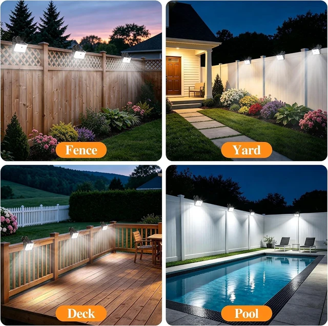 Alt view image 6 of 7 - Fabrito 268LEDs Clip On Solar Lights Outdoor with Motion Sensor, 650LM Solar Fence Lights Outdoor Waterproof with 3 Lighting Modes, Bright Solar Deck Lights for Fence, Wall, Patio, Garden, 6Pack