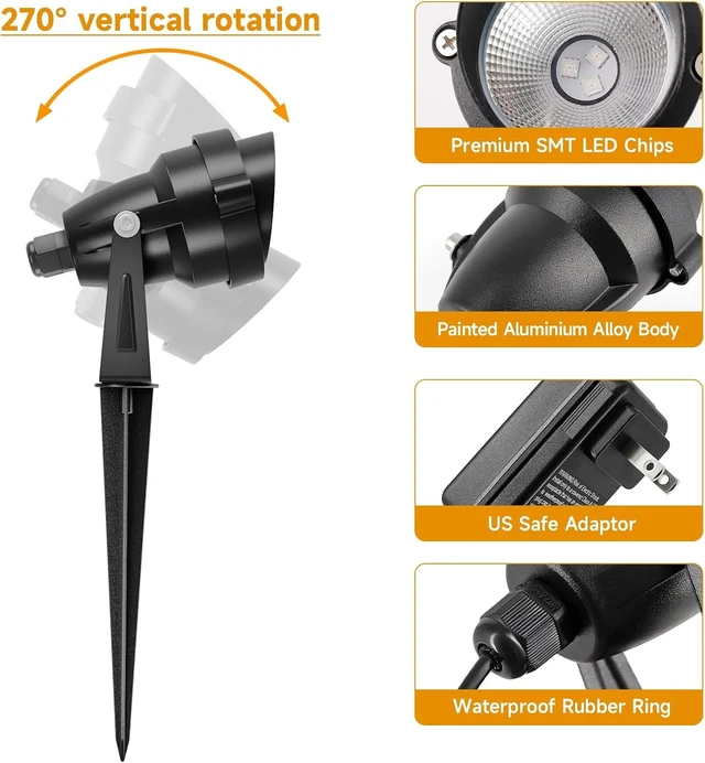 Alt view image 7 of 7 - 15W Halloween Individual Spotlights with Timer Colored Warm White 3 lights