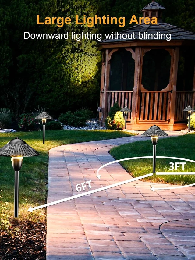 Alt view image 3 of 7 - ZUCKEO Low Voltage Landscape Lighting LED Pathway Lights, 5W Landscape Path Lights 3000K Warm White 12-24V, Outdoor IP66 Ground Light for Garden, Walkway, Yard (12-Pack with Connector)