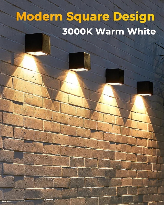 Alt view image 2 of 7 - LUHLEE Solar Wall Lights Outdoor,Square Modern Solar Wall Sconce IP65 Waterproof Down Lighting Outdoor Lights for House,Porch,Garden,Yard, Patio,Fence Decor