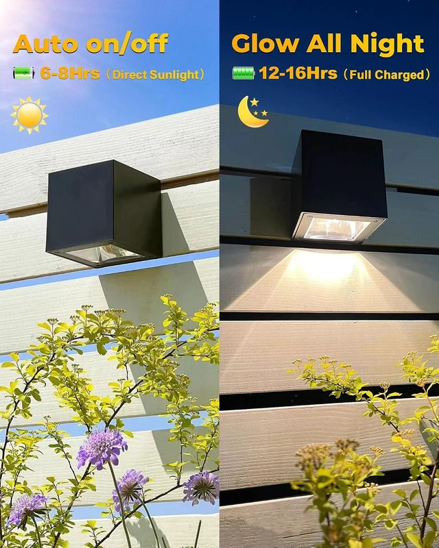 Alt view image 3 of 7 - LUHLEE Solar Wall Lights Outdoor,Square Modern Solar Wall Sconce IP65 Waterproof Down Lighting Outdoor Lights for House,Porch,Garden,Yard, Patio,Fence Decor