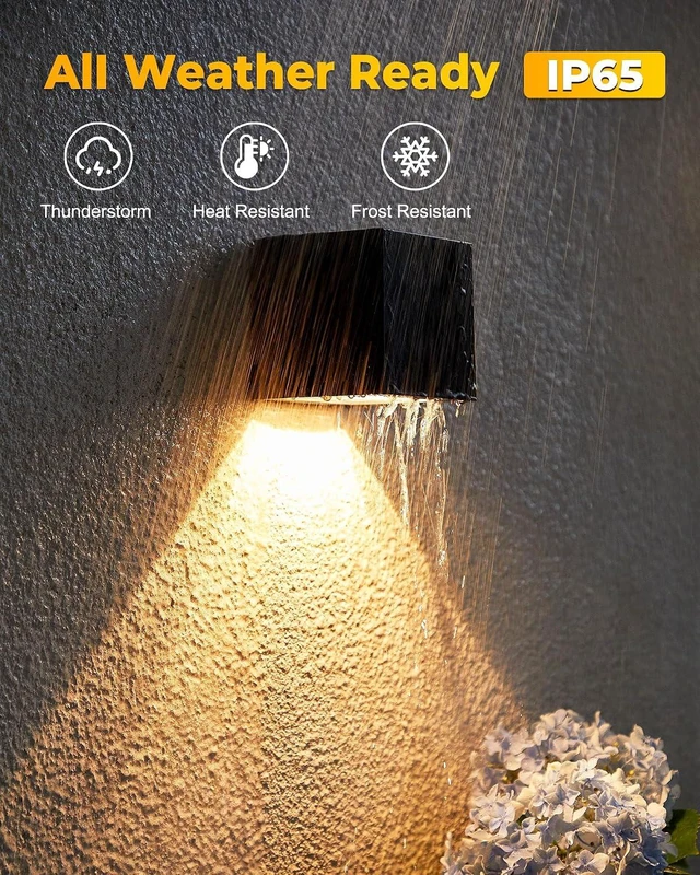 Alt view image 6 of 7 - LUHLEE Solar Wall Lights Outdoor,Square Modern Solar Wall Sconce IP65 Waterproof Down Lighting Outdoor Lights for House,Porch,Garden,Yard, Patio,Fence Decor