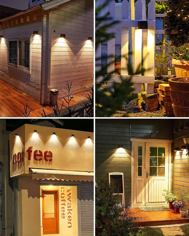 Alt view image 5 of 7 - LUHLEE Solar Wall Lights Outdoor,Square Modern Solar Wall Sconce IP65 Waterproof Down Lighting Outdoor Lights for House,Porch,Garden,Yard, Patio,Fence Decor