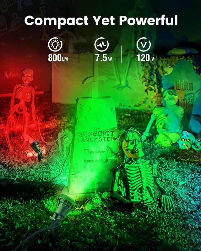 Alt view image 2 of 7 - SURAIELEC Halloween Spotlights Outdoor, 800LM, 5 Lenses, ETL Listed, 2 Pack