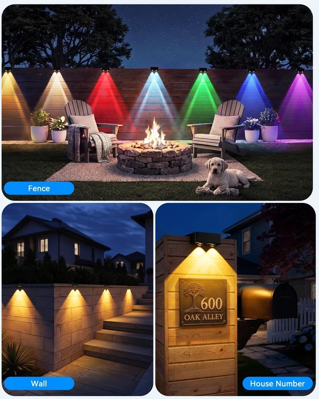 Alt view image 7 of 7 - Fence Lights Solar Powered with Remote 16 Pack, 60 Lumen 9 Fixed Colors