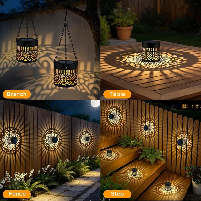 Alt view image 6 of 7 - 4 Pack Solar Fence Lights Outdoor, Metal Solar Powered Wall Deck Step Light