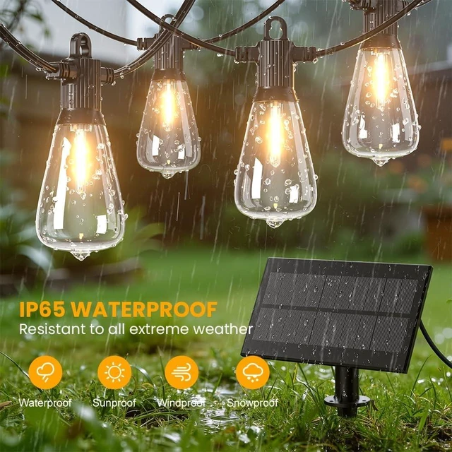Alt view image 3 of 7 - FOOMAN 100FT Solar String Lights Outdoor Waterproof IP65 with USB-Charging