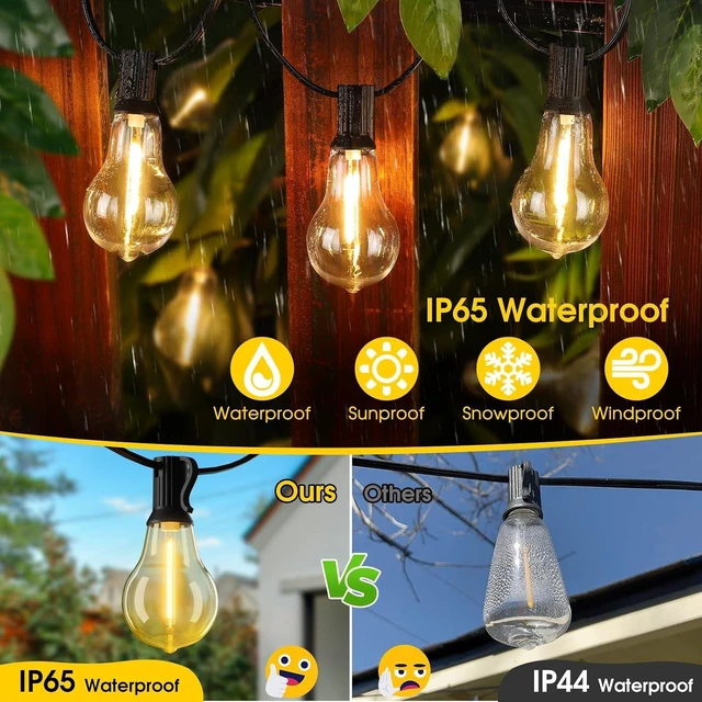 Alt view image 5 of 7 - Larkvue 100FT Outdoor String Lights, Patio Light with 32 A39 Bulbs, Black