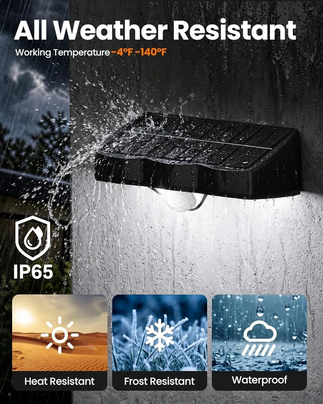 Alt view image 5 of 7 - VOLISUN Motion Sensor Solar Fence Lights Outdoor 12 Pack, IP65 Waterproof, 3 Modes (High/Low/Steady-On) Dusk to Dawn Backyard Lights, 6000K Cool White Motion Sensor Outdoor Lights for Garden Yard Deck