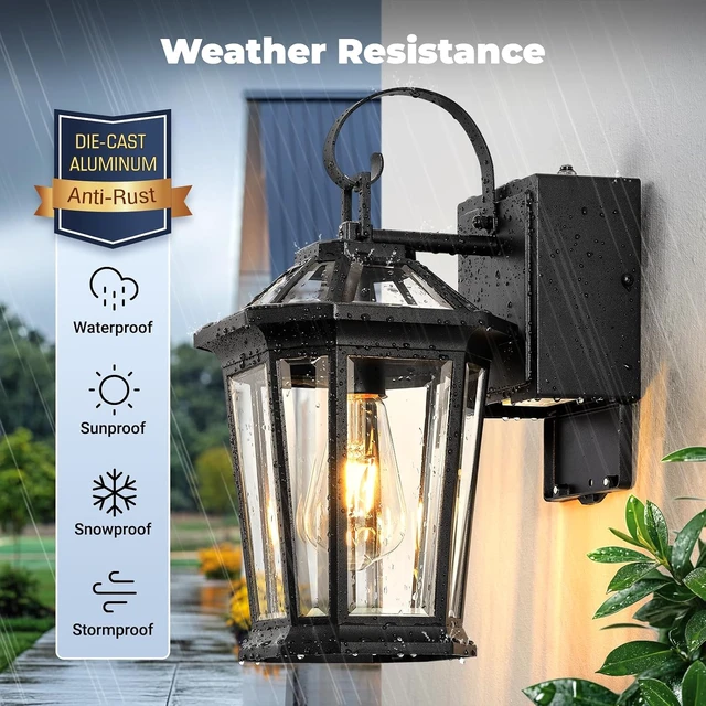 Alt view image 4 of 7 - Gleamz Black Dusk to Dawn Outdoor Light with GFCI Outlet, Aluminum