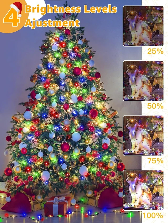 Alt view image 6 of 7 - BrightChristmas 328 FT 1000 LED Christmas Lights, Waterproof Outdoor String Lights with Remote and Timer, Christmas Tree Lights with 8 Modes Dimmable, Fairy Lights for Holiday Decor (Multicolor)