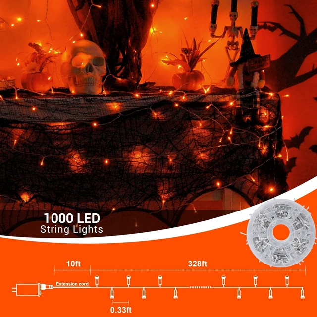 Alt view image 3 of 7 - QITONG Halloween String Lights,1000 LED 328ft Orange
