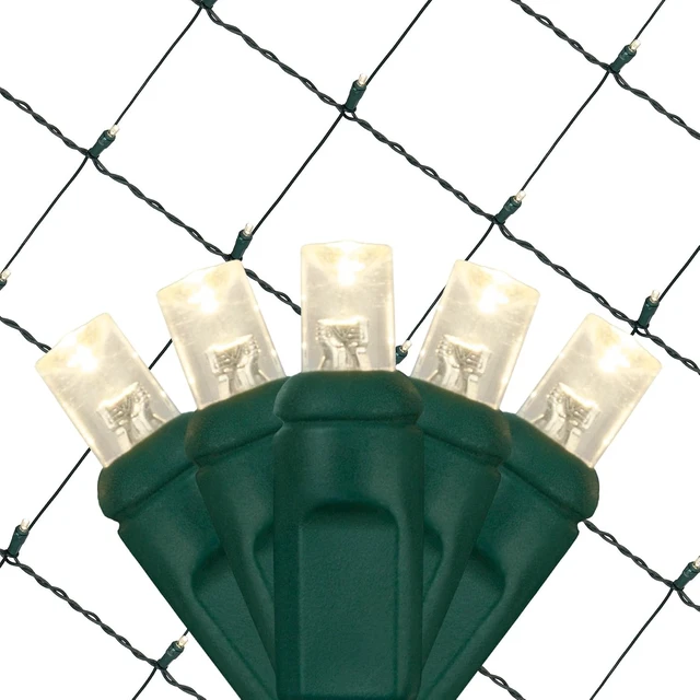 Alt view image 2 of 7 - Wintergreen Lighting Set of 100 Warm White LED Net Lights - Christmas Outdoor Decorations, Green Wire (4 x 6 ft, 5mm Lights)