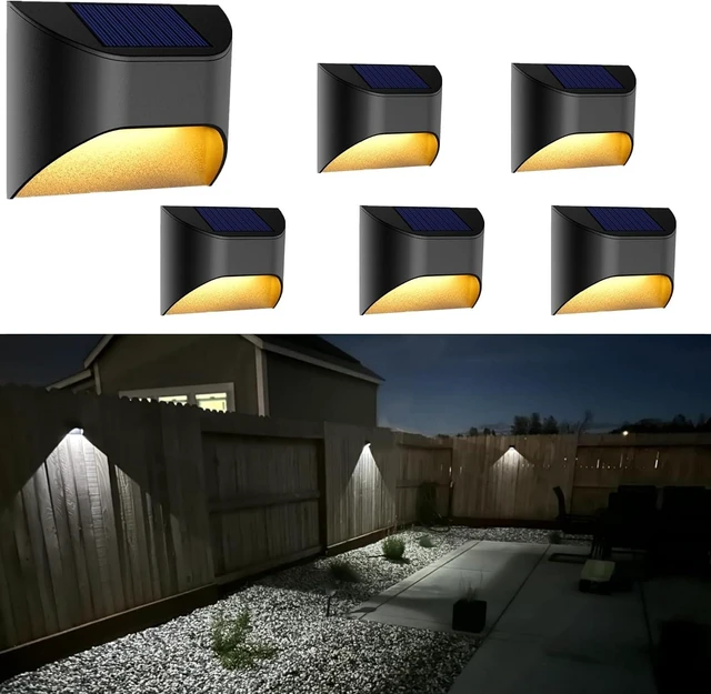 Main image of Solar Fence LightsDeckStep Stair LightsWarm White/Daylight/Cool White Options for Yard Garden Sidewalk Pathway, Waterproof6-Pack