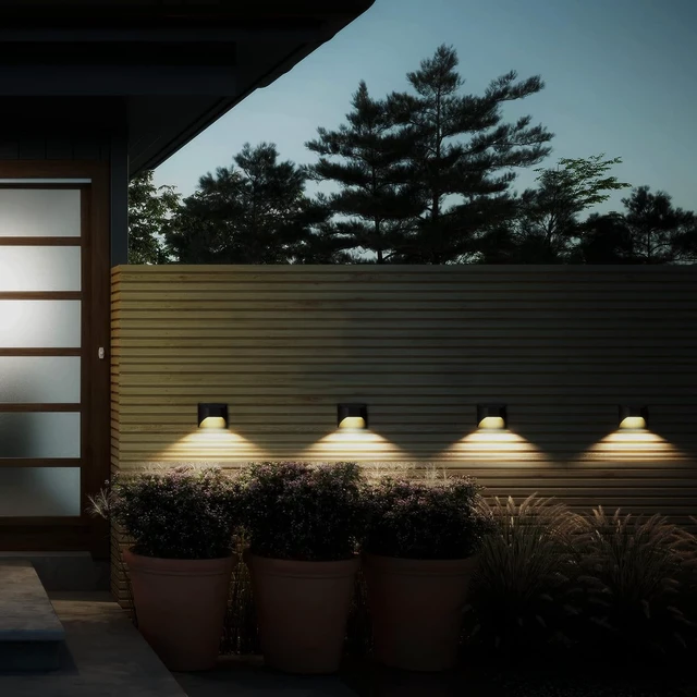 Alt view image 4 of 6 - Solar Fence LightsDeckStep Stair LightsWarm White/Daylight/Cool White Options for Yard Garden Sidewalk Pathway, Waterproof6-Pack