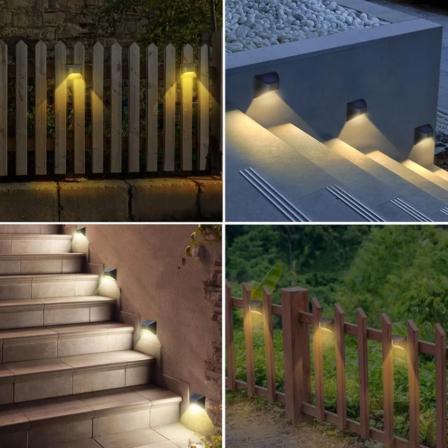 Alt view image 5 of 6 - Solar Fence LightsDeckStep Stair LightsWarm White/Daylight/Cool White Options for Yard Garden Sidewalk Pathway, Waterproof6-Pack