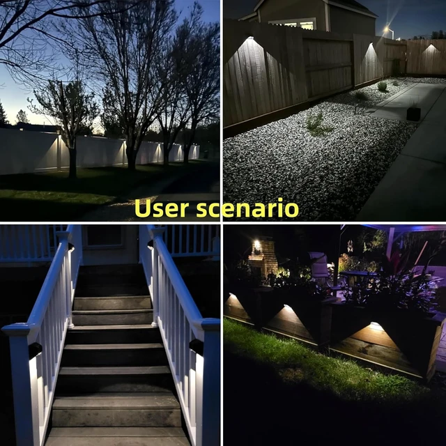 Alt view image 6 of 6 - Solar Fence LightsDeckStep Stair LightsWarm White/Daylight/Cool White Options for Yard Garden Sidewalk Pathway, Waterproof6-Pack