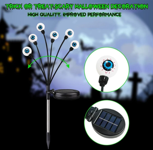 Alt view image 3 of 6 - 8 Pack Halloween Decorations Outdoor 48 LED Green Solar Eyeball Lights
